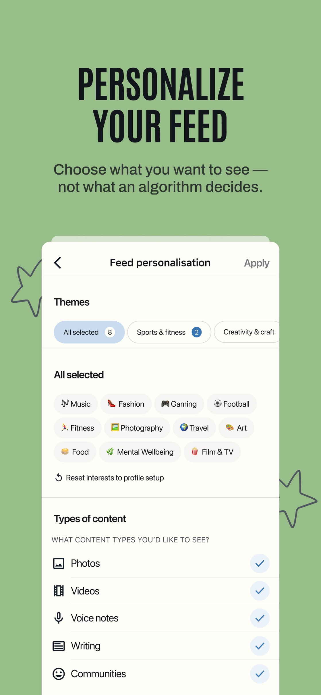Tribela app — Personalise the feed