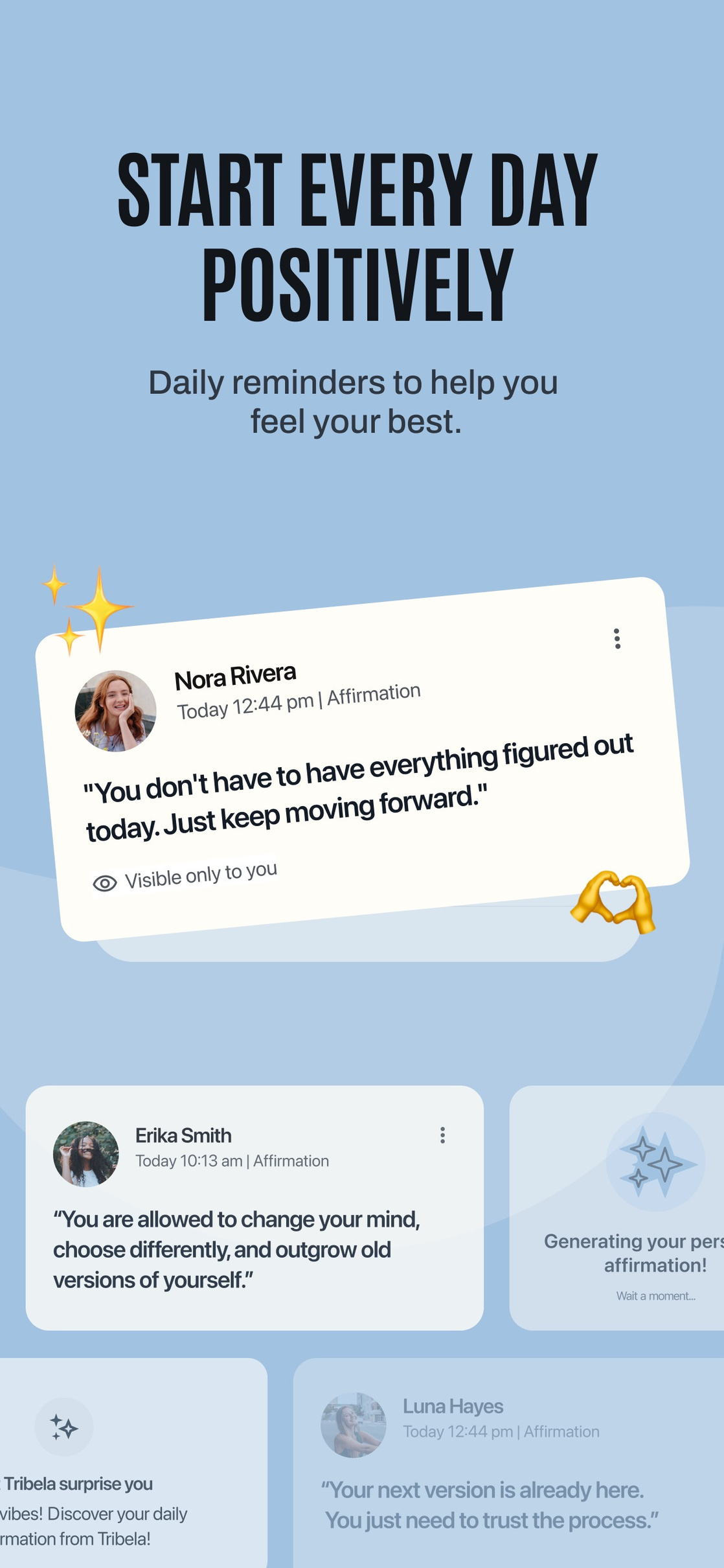 Tribela app — Begin positively